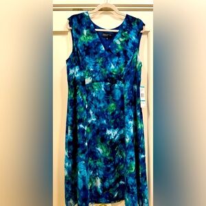 Jones NY blue and green dress, size 16 NWT
